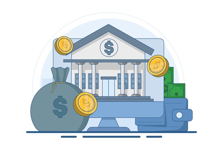Vector ilustración vectorial sobre el concepto de billetera digital y pagos móviles o banca en línea