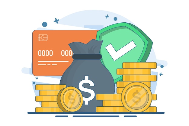 Ilustración vectorial sobre el concepto de billetera digital y pagos móviles o banca en línea