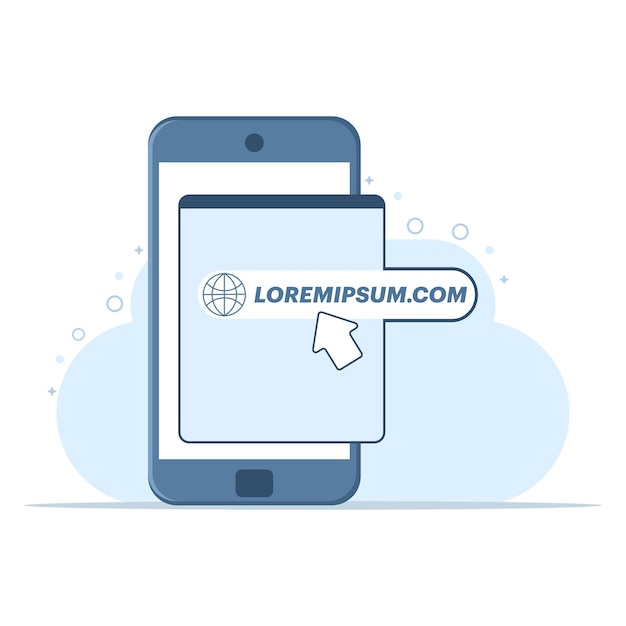 Ilustración vectorial sobre el concepto de botón de enlace o nombre de sitio web con URL