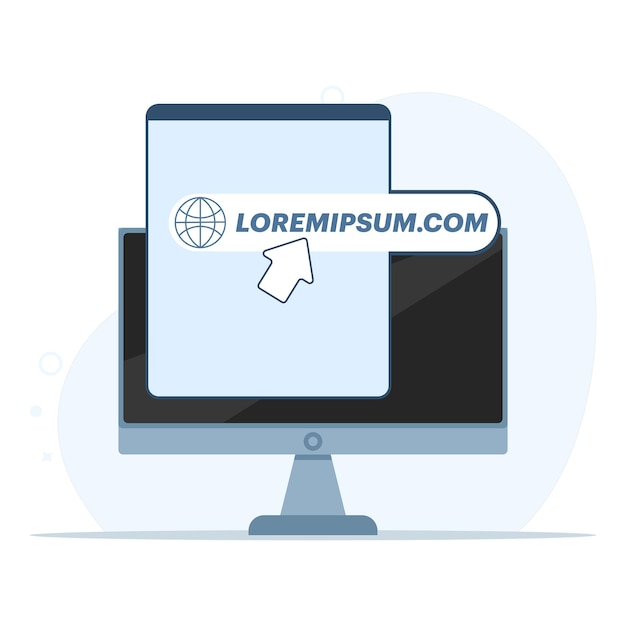 Ilustración vectorial sobre el concepto de botón de enlace o nombre de sitio web con URL