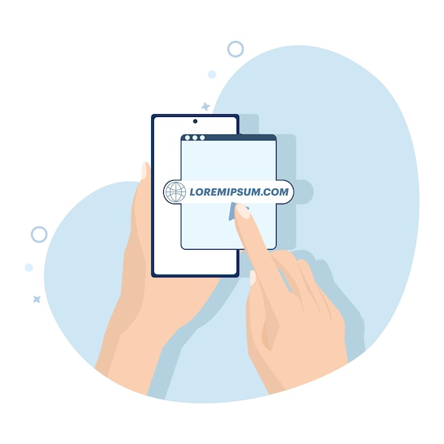 Ilustración vectorial sobre el concepto de botón de enlace o nombre de sitio web con URL