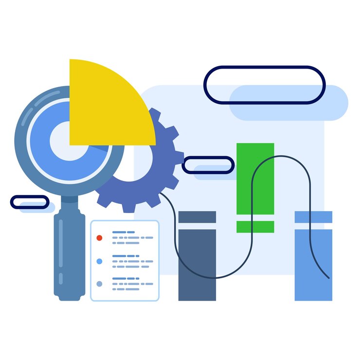 Vector ilustración vectorial sobre el concepto de ciencia de datos y grandes datos o análisis de datos
