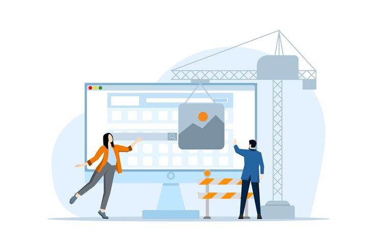 Vector ilustración vectorial sobre el concepto de construcción o desarrollo de sitios web