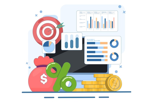 Ilustración vectorial sobre el concepto contable o financiero o el plan de negocios y el presupuesto
