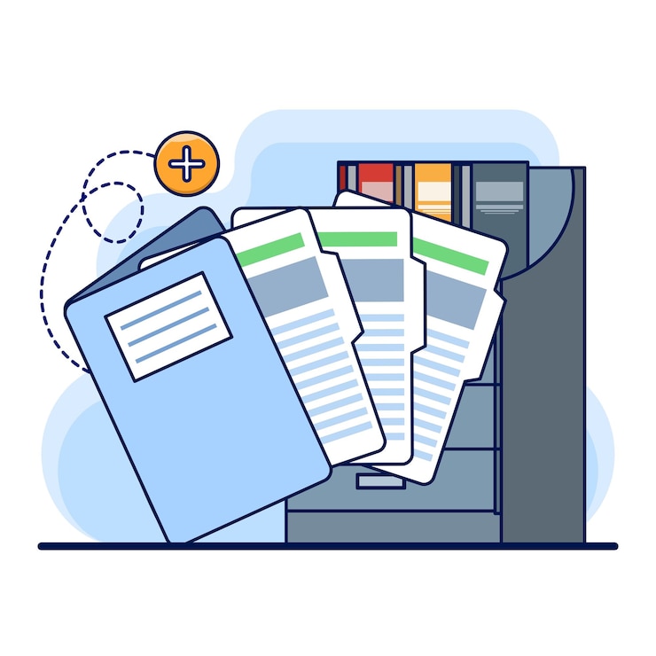 Vector ilustración vectorial sobre el concepto de contenido de documentos y medios o búsqueda e indexación de archivos