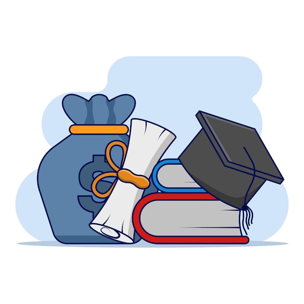 Ilustración vectorial sobre el concepto de costes de educación o asignación de costes de la educación