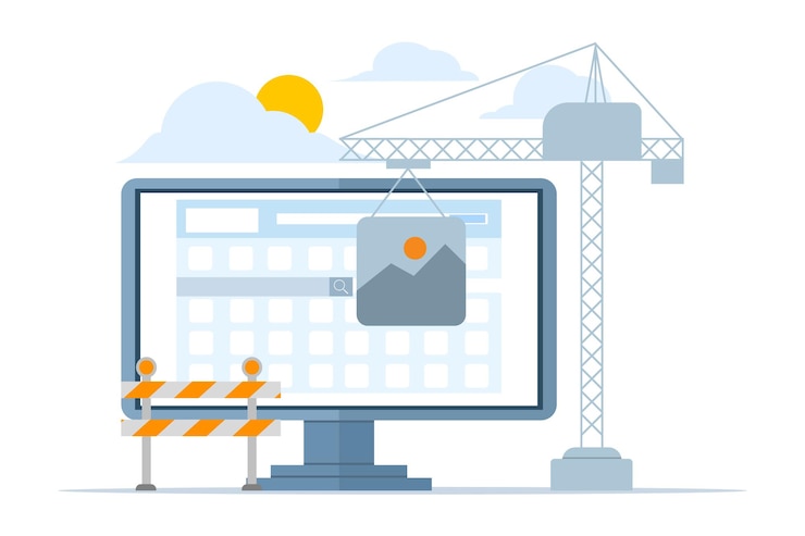 Vector ilustración vectorial sobre el concepto de desarrolladores reparando sistemas web y actualizando servidores