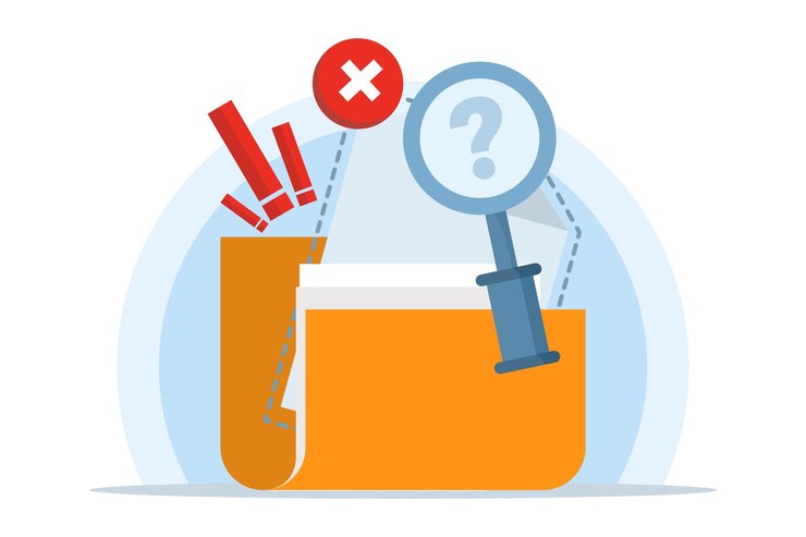 Vector ilustración vectorial sobre el concepto del documento el archivo no se encontró o la búsqueda fue infructuosa
