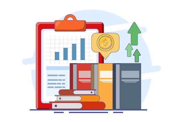 Ilustración vectorial sobre el concepto de educación en inversiones o educación financiera
