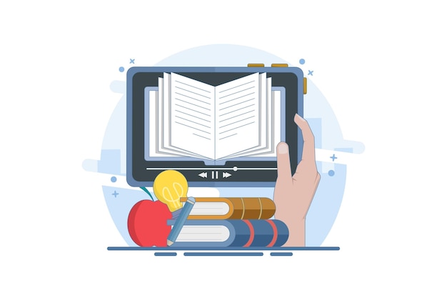Ilustración vectorial sobre el concepto de educación en línea o la adquisición de conocimientos para lograr el éxito