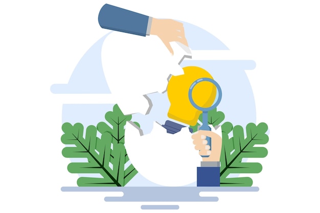 Ilustración vectorial sobre el concepto de encontrar una solución o resolver un problema o tormenta de ideas