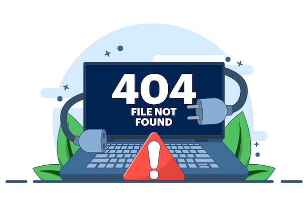 Ilustración vectorial sobre el concepto de error 404 o error del sistema o página rota