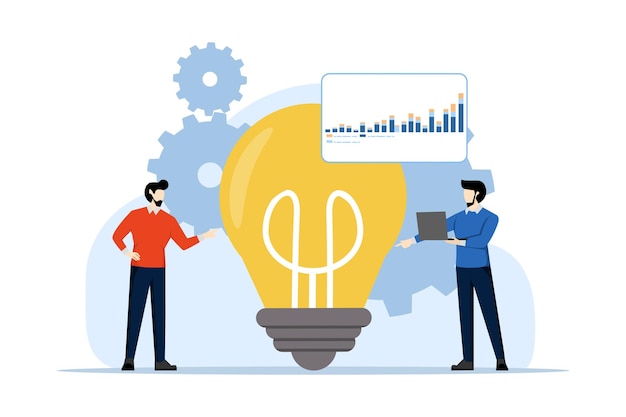 Ilustración vectorial sobre el concepto de estrategia empresarial o creatividad en las empresas