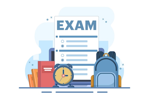 Ilustración vectorial sobre el concepto de examen o educación digital de aprendizaje electrónico