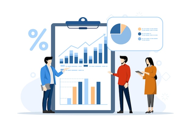 ilustración vectorial sobre concepto financiero o estrategia de ventas o aumento de los resultados de la empresa