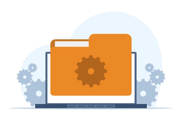 Ilustración vectorial sobre el concepto de gestión de archivos o almacenamiento de datos