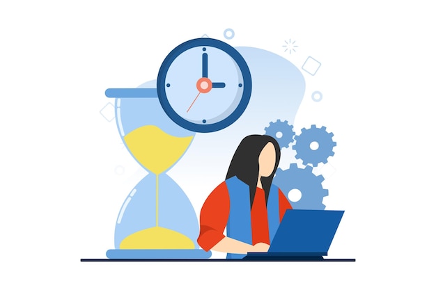 Ilustración vectorial sobre el concepto de gestión del tiempo de trabajo o el concepto de plazo