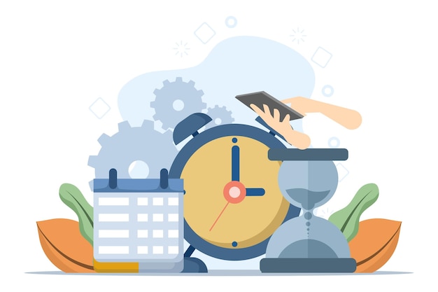 Ilustración vectorial sobre el concepto de horario o gestión del tiempo o plazos