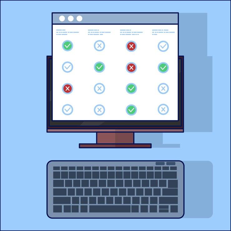 Vector ilustración vectorial sobre el concepto de icono de gráfico de comparación con computadora para el análisis de datos