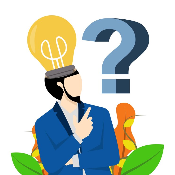 Vector ilustración vectorial sobre el concepto de idea de una pregunta o solución a una duda