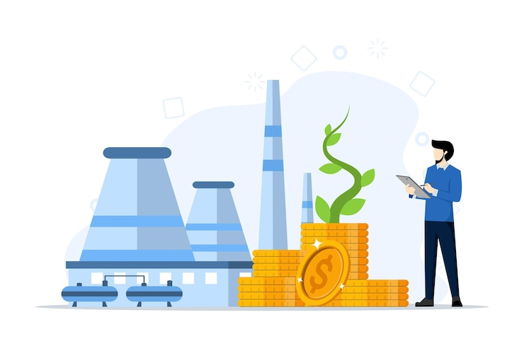 Vector ilustración vectorial sobre el concepto de impuesto ambiental con persona de monitoreo