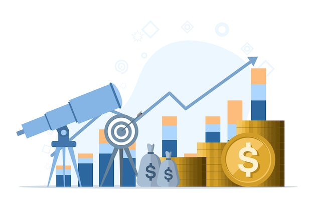 Ilustración vectorial sobre el concepto de inversión y el análisis de la inversión