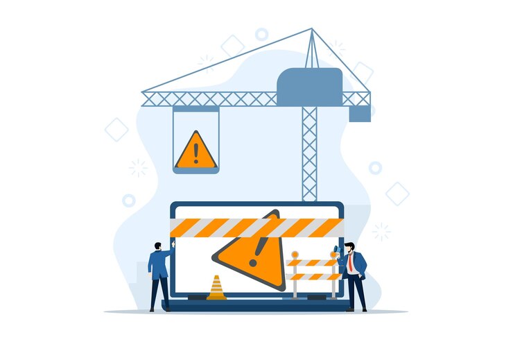 Vector ilustración vectorial sobre el concepto de mantenimiento del sitio web o el sistema de software en mantenimiento
