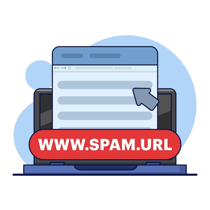 Vector ilustración vectorial sobre el concepto de no hacer clic en url de spam