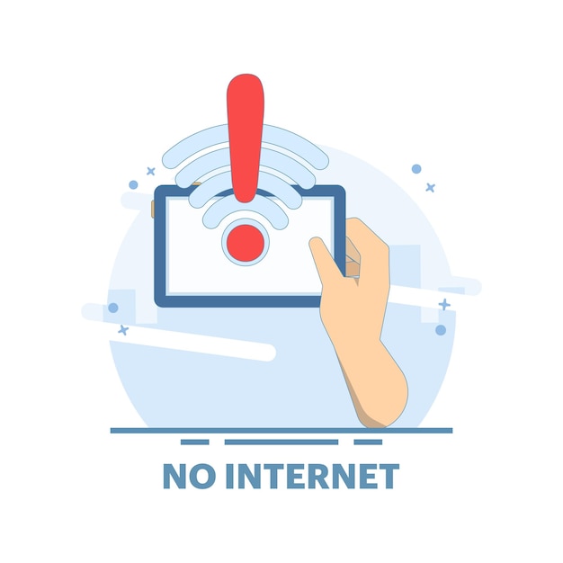 Ilustración vectorial sobre el concepto de no internet o no red de internet