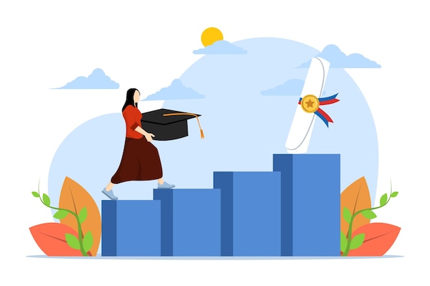 Ilustración vectorial sobre el concepto del programa K12 o la metáfora del nuevo estudiante