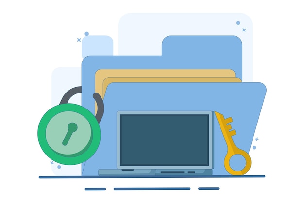 Ilustración vectorial sobre el concepto de protección de datos o protección de datos para la privacidad personal