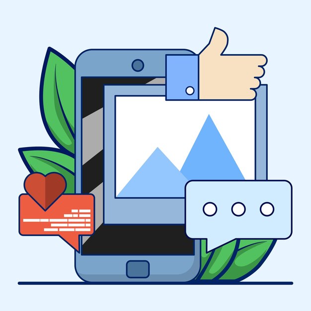 Ilustración vectorial sobre el concepto de redes sociales o marketing de redes sociales mediante el análisis de tendencias
