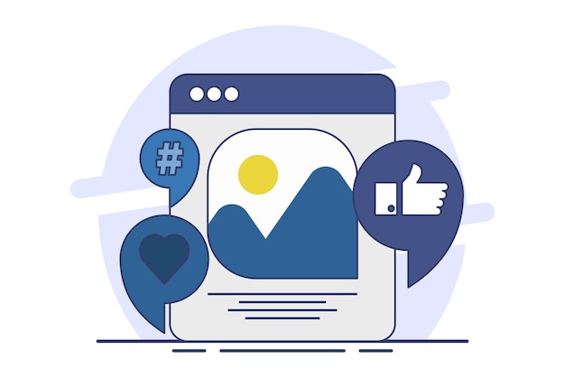 Ilustración vectorial sobre el concepto de las redes sociales o nuevas publicaciones en las redes sociales
