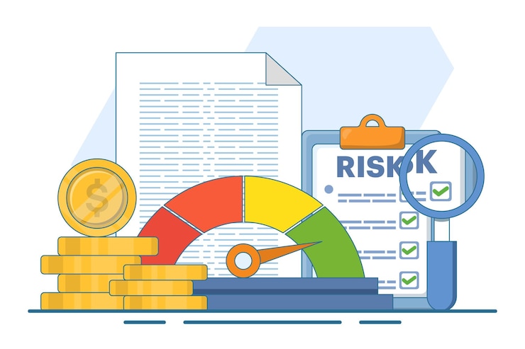 Vector ilustración vectorial sobre el concepto de riesgo financiero o el cálculo del riesgo financiero