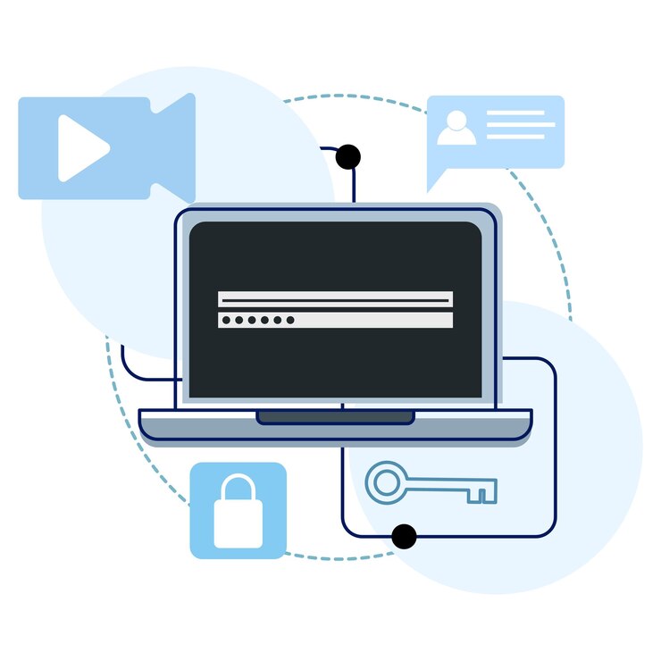 Vector ilustración vectorial sobre el concepto de seguridad o gestión de datos e información
