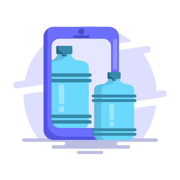 Ilustración vectorial sobre el concepto de servicios de agua limpia o servicios de suministro de agua en línea