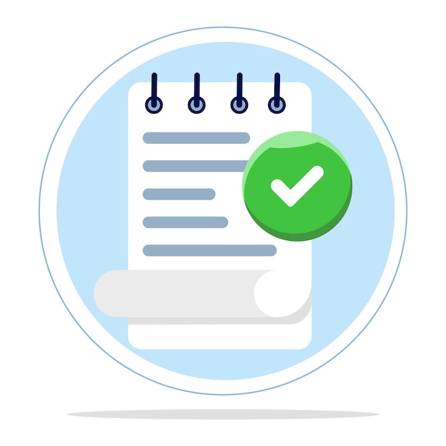 Ilustración vectorial sobre el concepto de la tarea completada con una marca de comprobación o todas las tareas han sido completadas