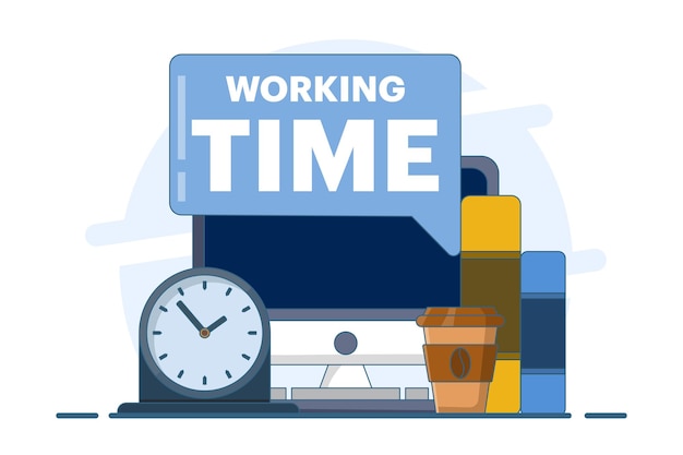 Ilustración vectorial sobre el concepto de tiempo de trabajo o gestión del tiempo y programación de tareas de trabajo