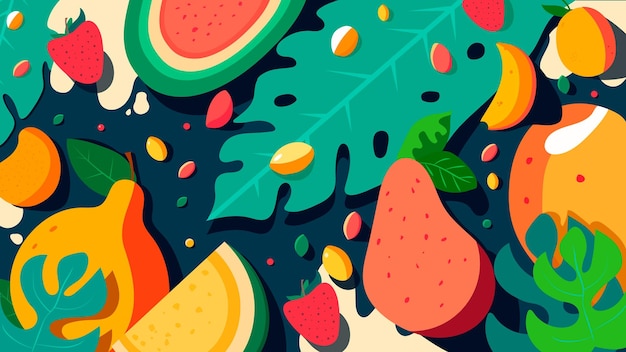 Ilustracion vectorial sobre frutas exoticas