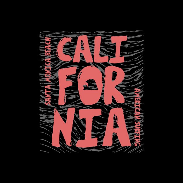 Ilustración vectorial sobre el tema de la impresión del folleto de la pancarta del cartel de los gráficos de la camiseta de California
