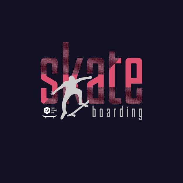 Ilustración vectorial sobre el tema del skate y el skateboard en la ciudad de Nueva York, Brooklyn.