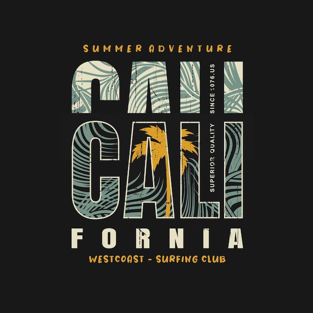 Ilustración vectorial sobre el tema del surf en california Vector Premium