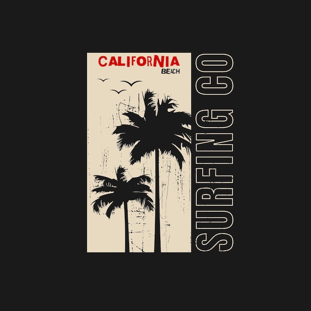 Ilustración vectorial sobre el tema del surf y el surf en california