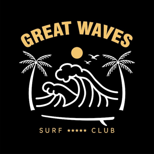 Ilustración vectorial sobre el tema del surf y el surf Tipografía deportiva Impresión gráfica de camisetas