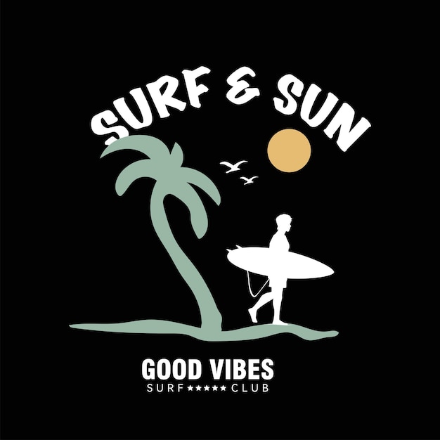 Ilustración vectorial sobre el tema del surf y el surf Tipografía deportiva Impresión gráfica de camisetas