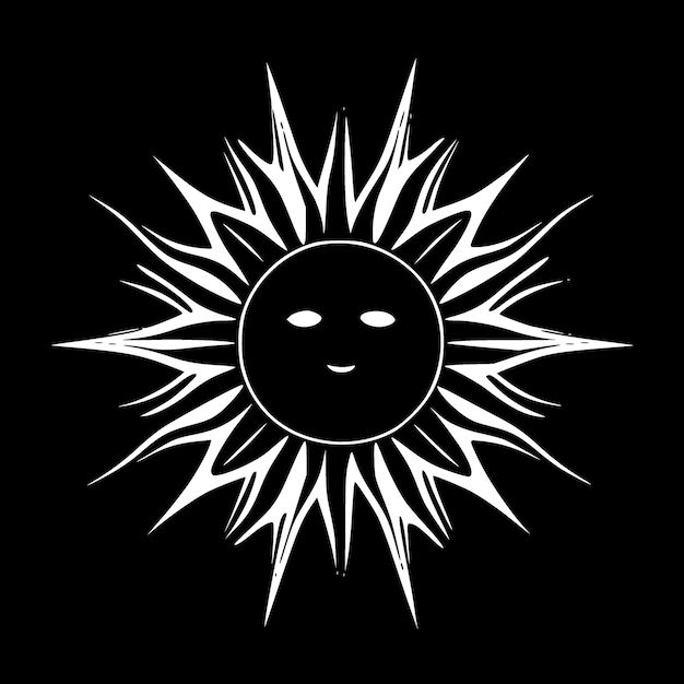 Vector ilustración vectorial de sol en blanco y negro