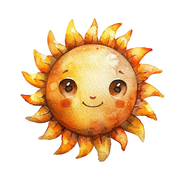 Ilustración vectorial del sol en estilo acuarela