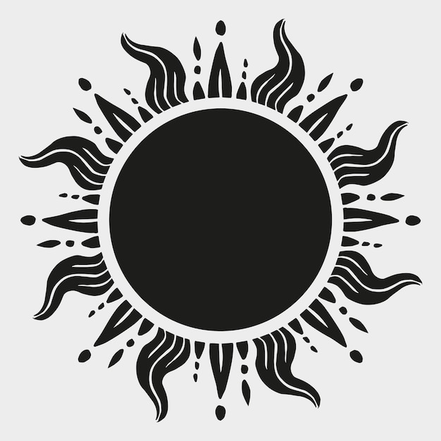Ilustración vectorial de sol negro para fondos carteles impresiones logotipos arte boho diseño plano símbolo