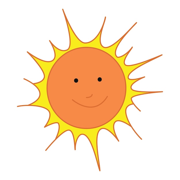 Ilustración vectorial del sol sonriente y lindo