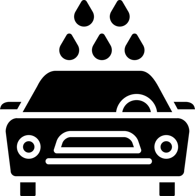 Ilustración vectorial de sólidos y glifos para la limpieza de automóviles